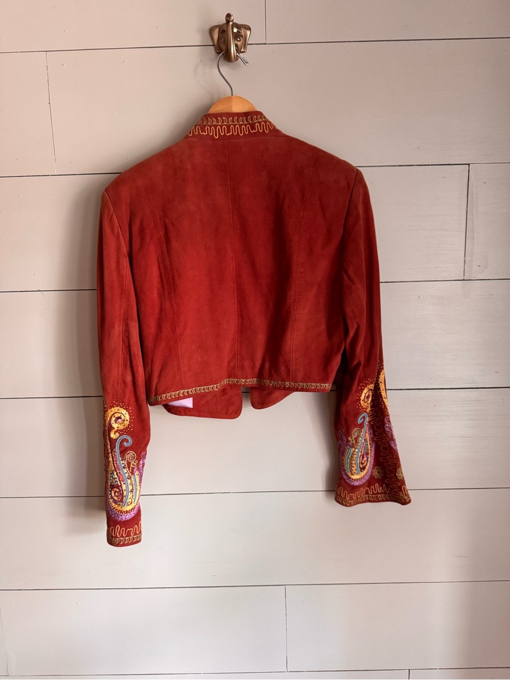 Double D Ranch Rust Suede Jacket with Multicolor Embroidery - Picture 2 of 9